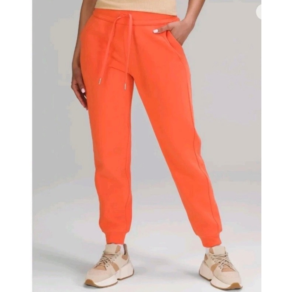 Lululemon Scuba High-Rise Jogger Orange Cotton Fleece Sweatpants Womens Size 6